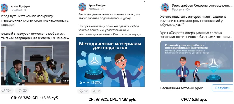 Объявление в рекламном кабинете